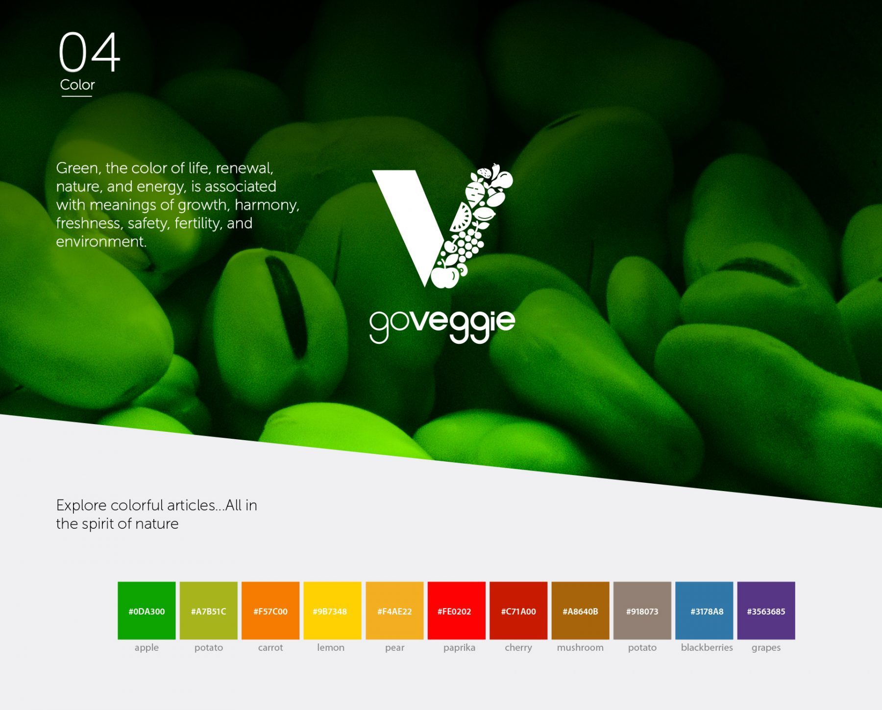 Go Veggie brand color palette