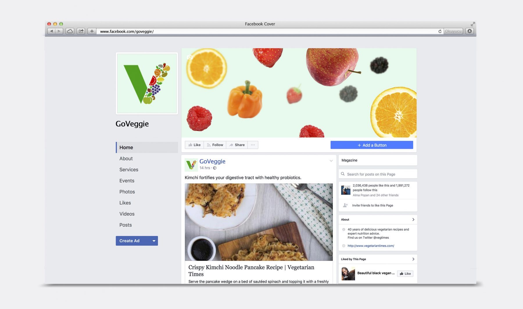 Go Veggie Facebook design