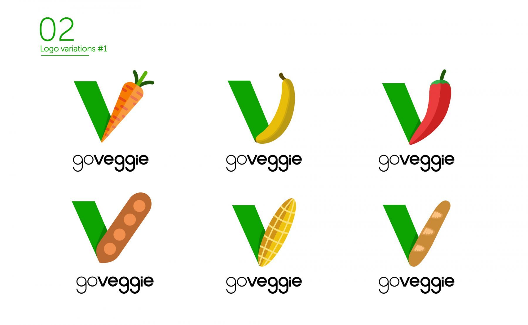 Identitate vizuala Go Veggie | Logo dinamic fluid fructe legume