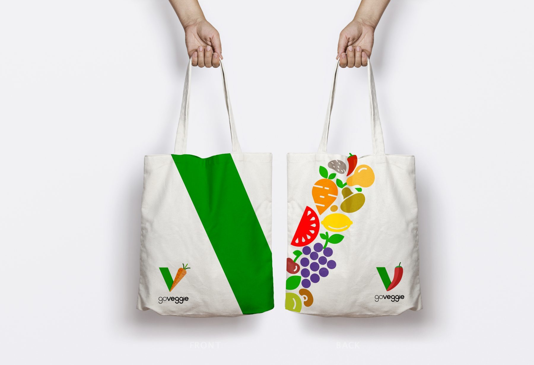 Identitate vizuala Go Veggie | Plasa cumparaturi cu logo