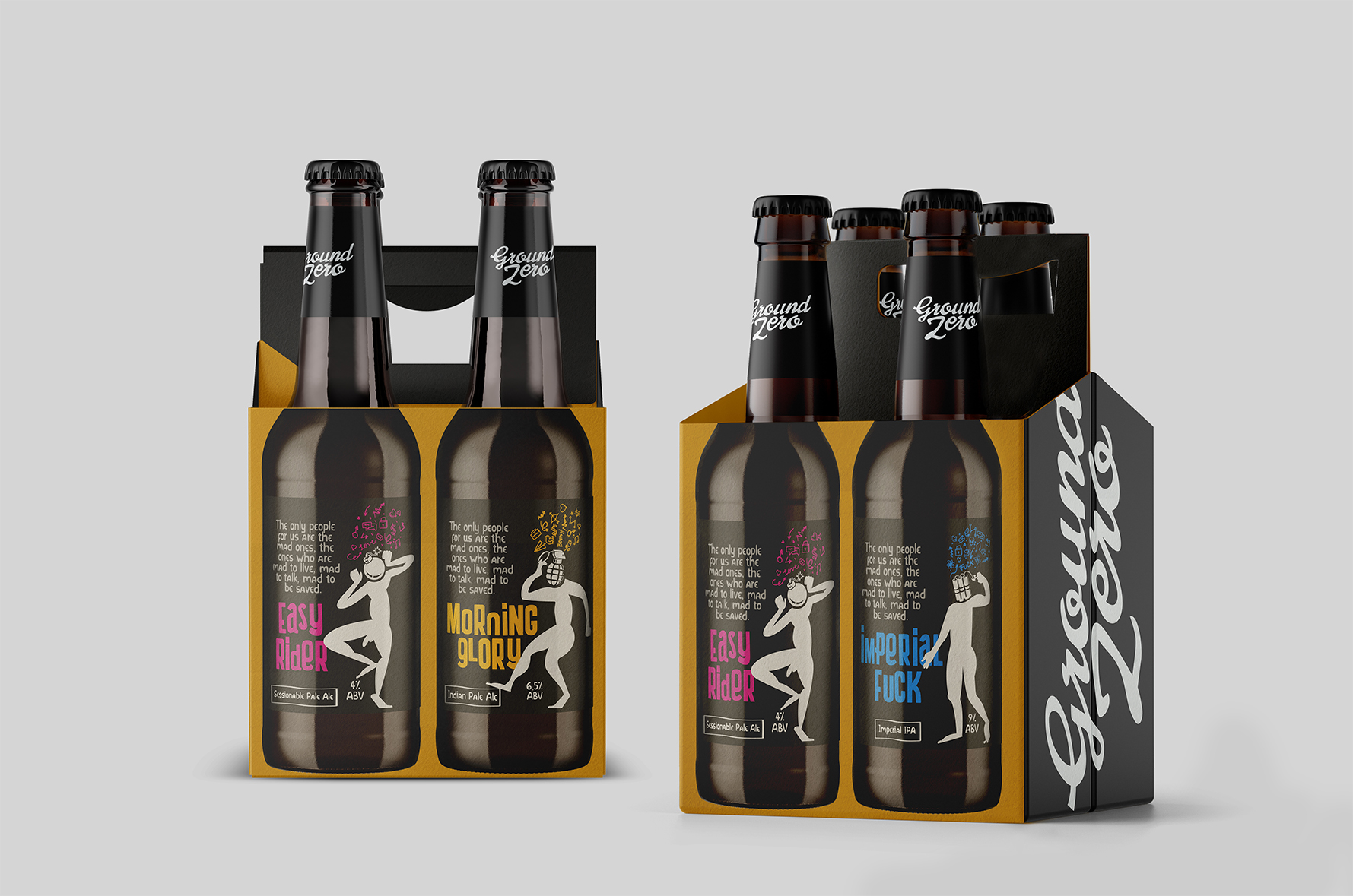 Ground zero 4 pack design bottle beer