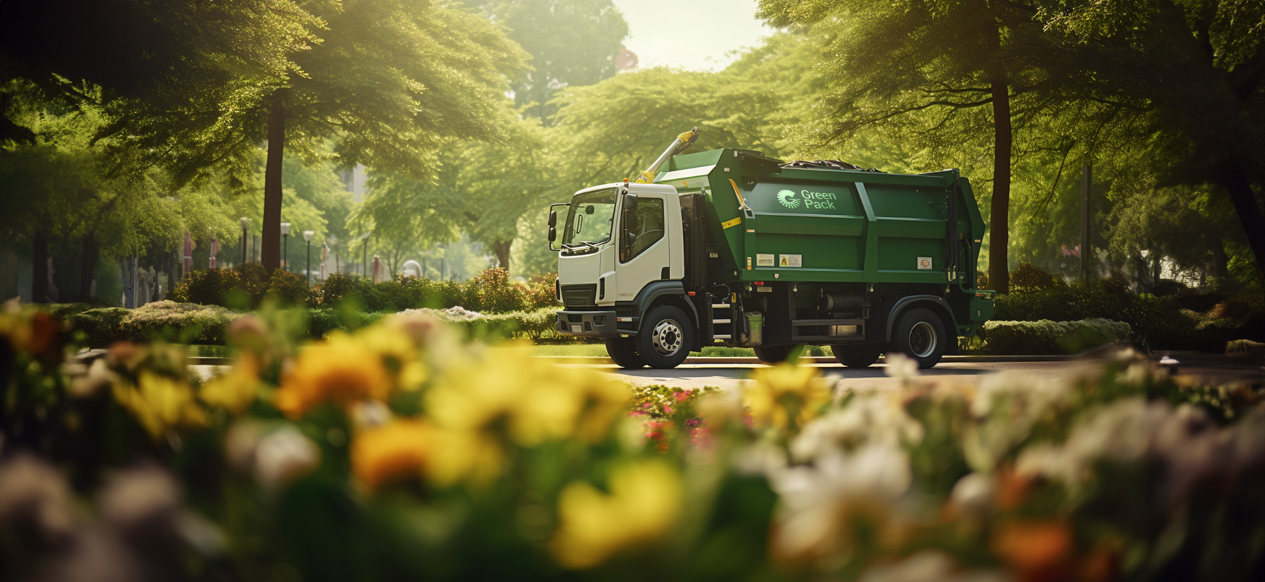 Green pack waste truck branding