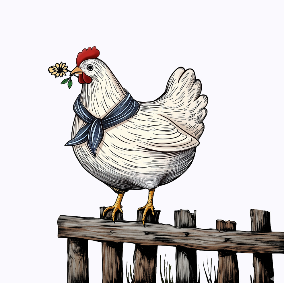 Ilustratie gaina pe gard – design de ambalaj oua Moldavia realizat de BroHouse